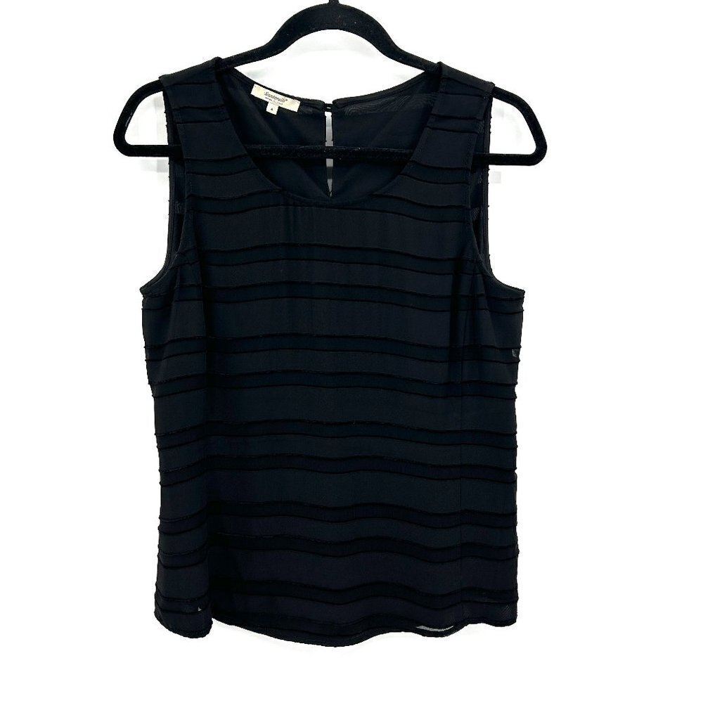 SANTORELLI Black Layered Stripes Sleeveless Italian Blouse Tank Top Size 4